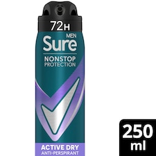 Sure Men 72H Active Dry Antiperspirant 250Ml