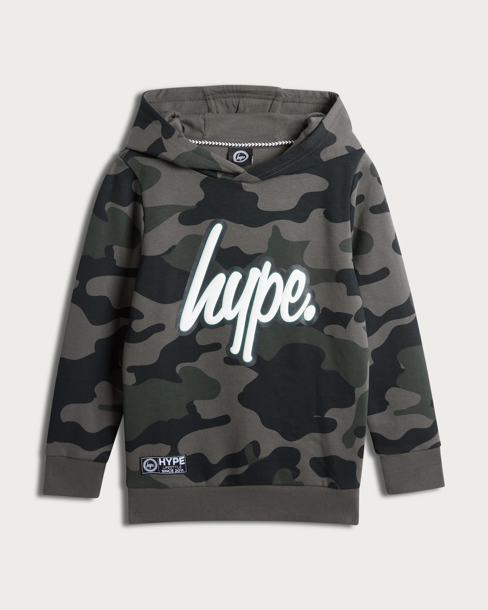 image 1 of Hype Camouflage Hoodie in Multi Black