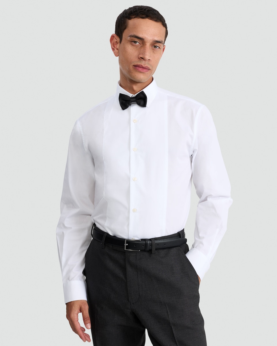 image 1 of F&F Regular Fit Formal Dinner Shirt and Bow Tie in White