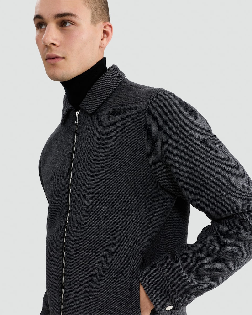 image 1 of F&F Wool Blend Zip Through Jacket in Grey