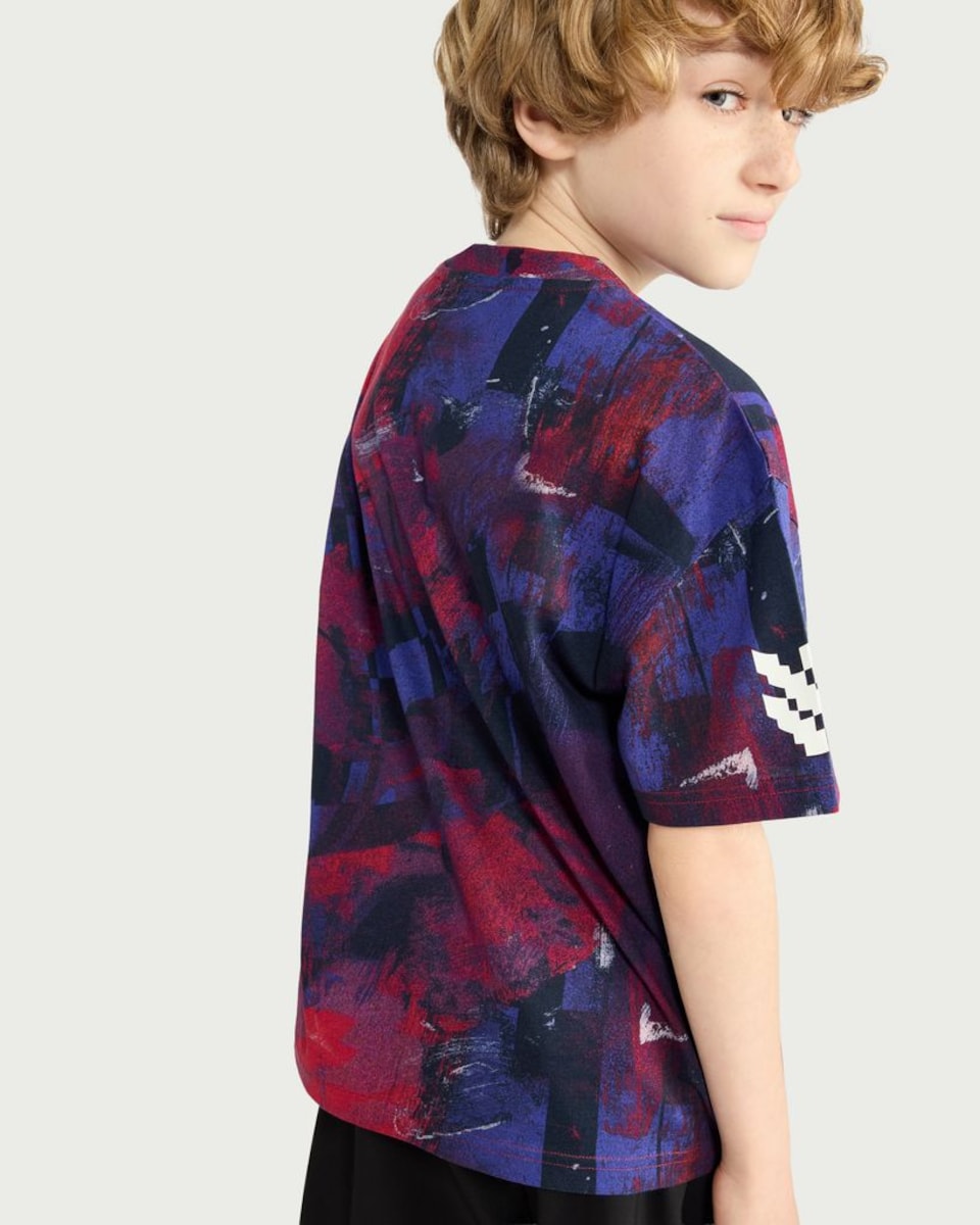 image 1 of F&F Boys Pure Cotton Football Print T-Shirt in Navy