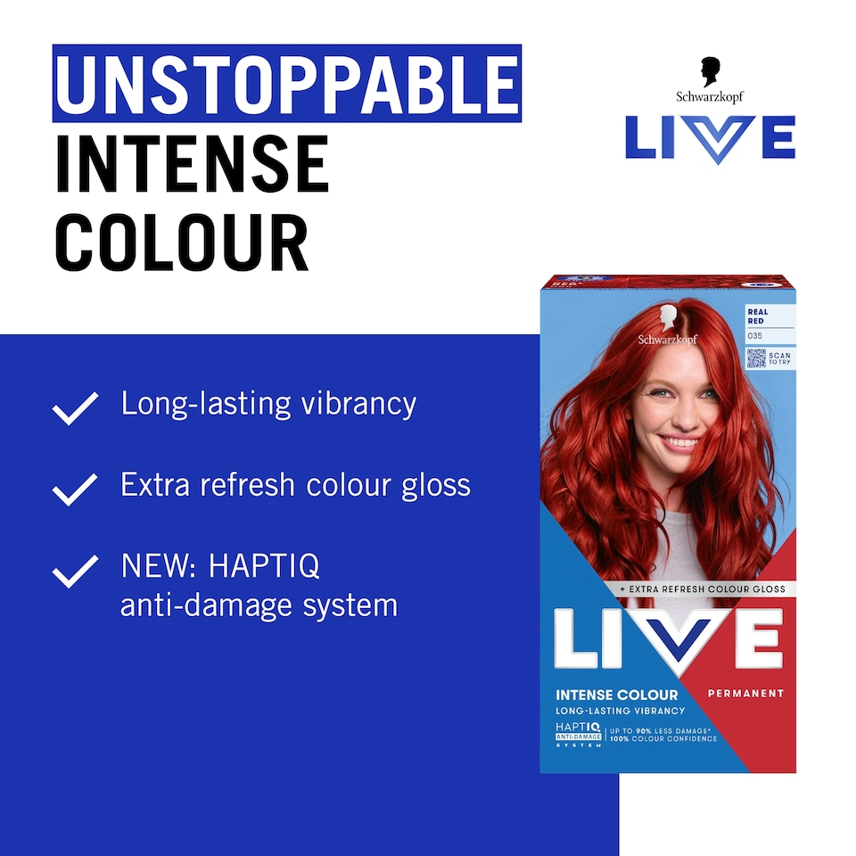 image 1 of Schwarzkopf LIVE Intense Colour 035 Real Red Permanent Hair Dye