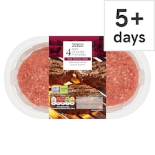 Tesco Fire Pit 4 British Beef Quarter Pounders 454g (C)