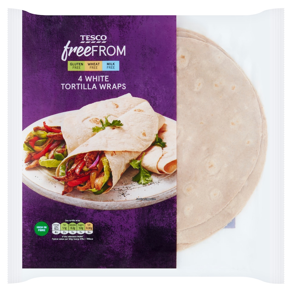 Tesco Free From White Tortilla Wraps 4 pack 160g