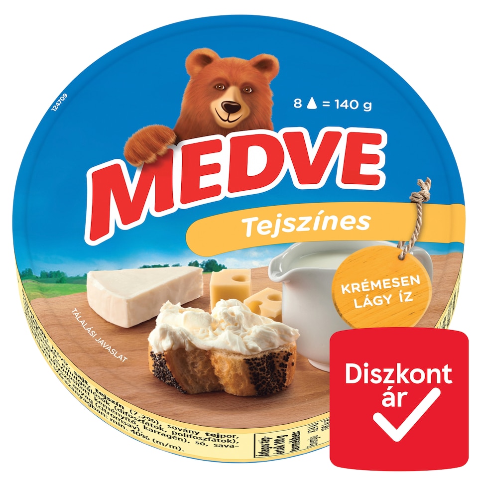 Medve tejszínes kenhető, félzsíros ömlesztett sajt 8 x 17,5 g (140 g)
