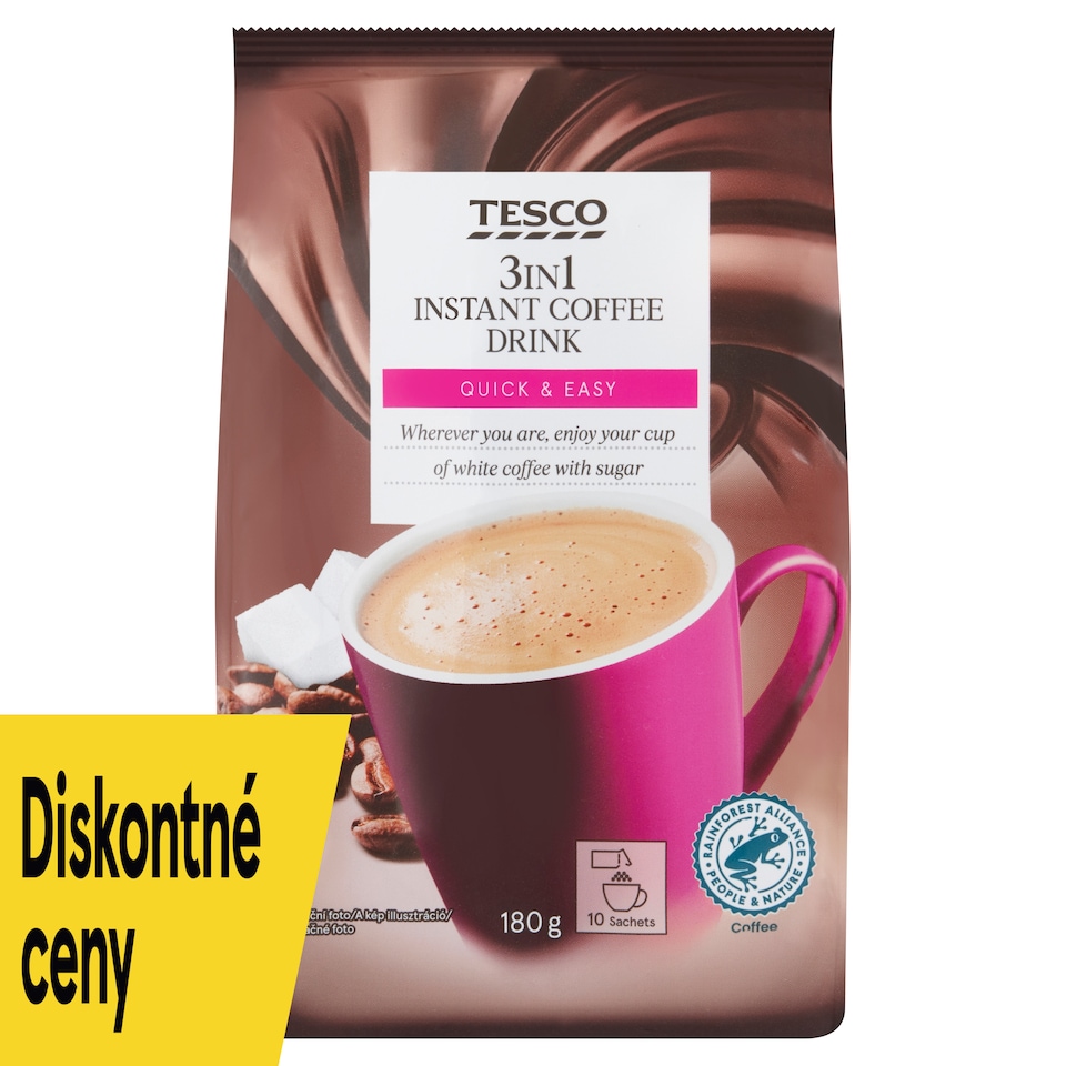 Tesco 3in1 rozpustná zmes na prípravu kávového nápoja 10 x 18 g (180 g)
