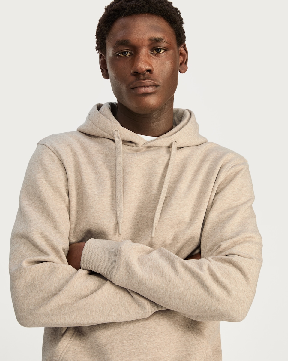 image 1 of F&F Regular Fit Cotton Rich Drawstring Hoodie in Neutral