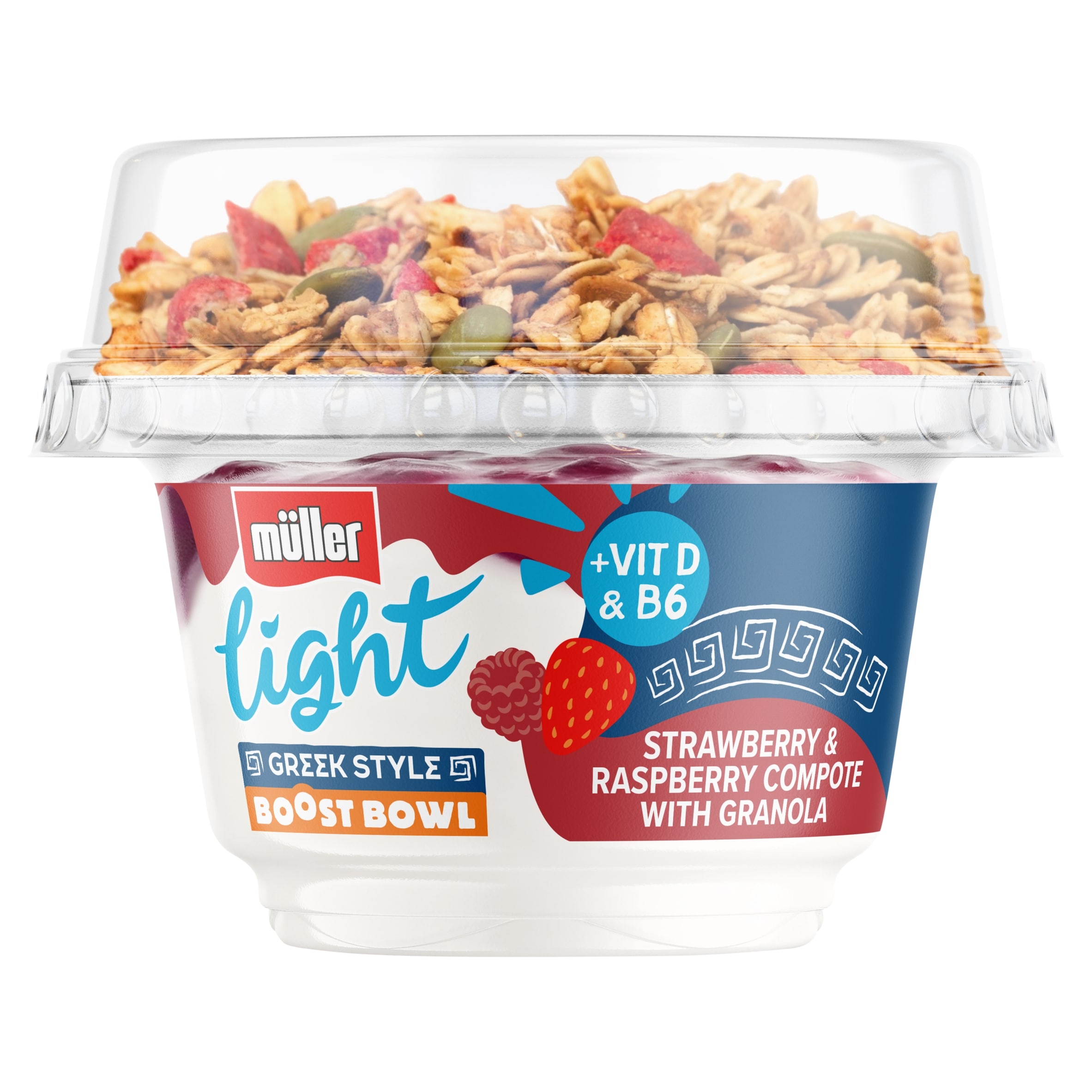Muller Light Greek Boost Bowl Strawberry & Raspberry Yogurt with Granola 170g