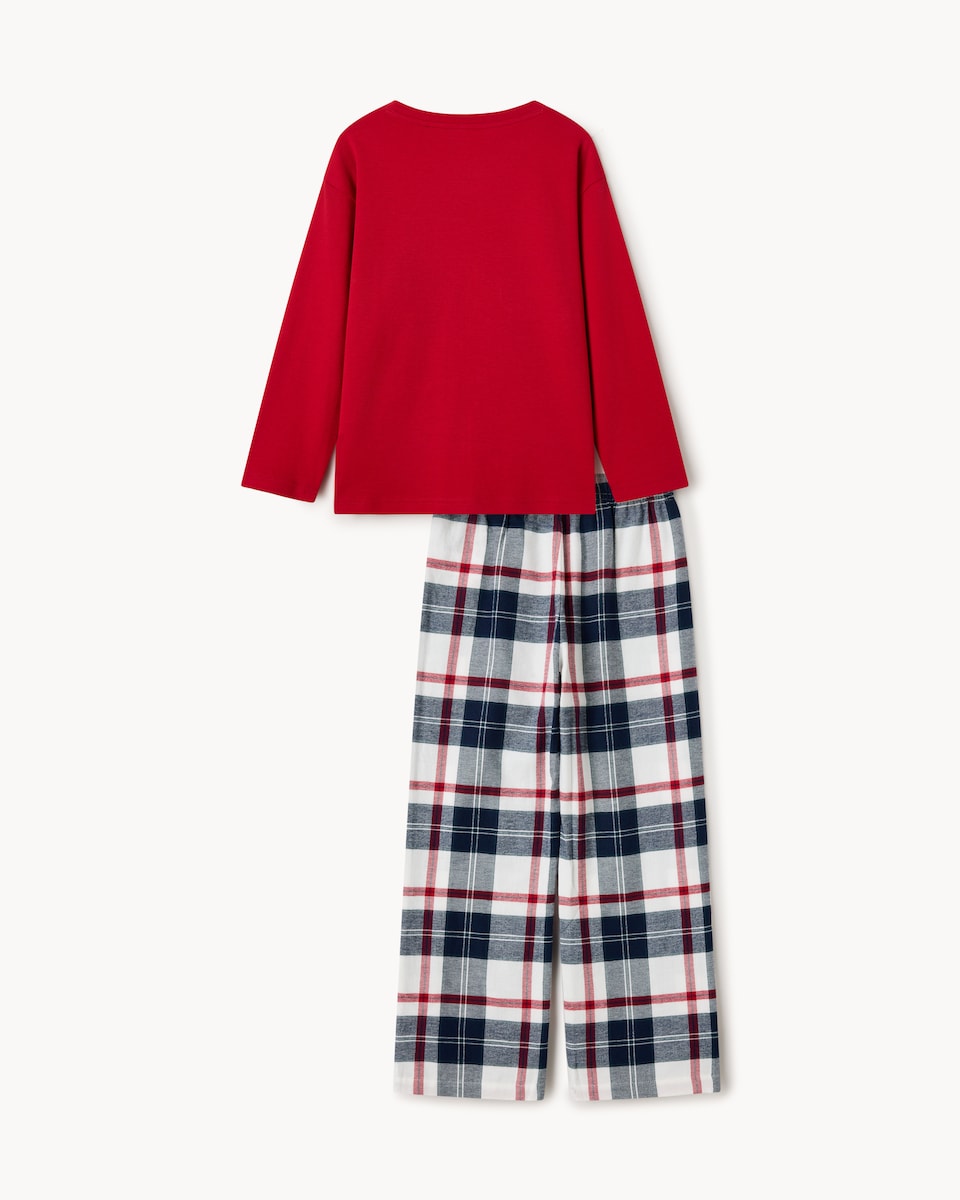 image 1 of F&F Boys Pure Cotton Aspen Checked Pyjama Set in Red