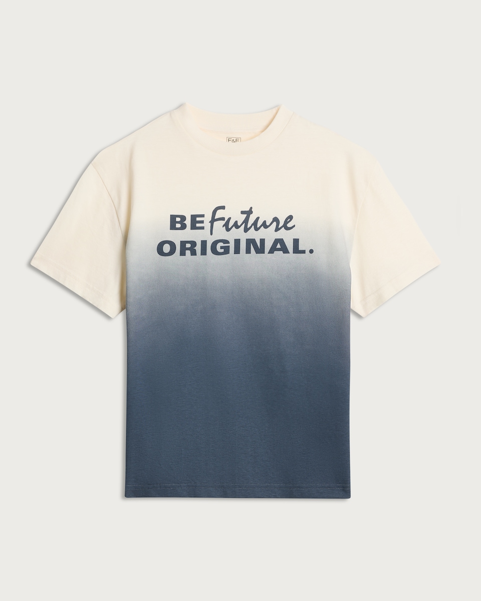 image 1 of F&F Boys Pure Cotton Printed Oversized Fit T-Shirt in Cream