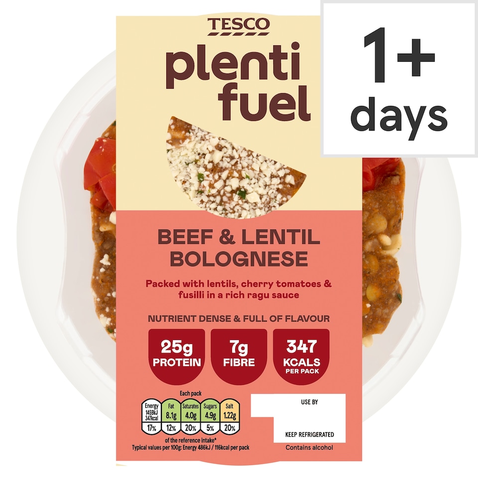 Tesco Plentifuel Beef & Lentil Bolognese 300g