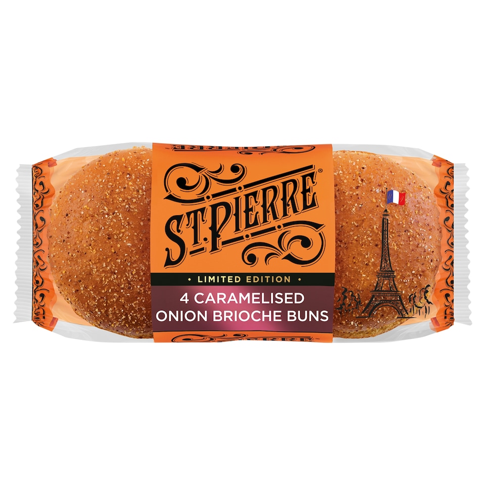 image 1 of St Pierre 4 Caramelised Onion Brioche Burger Buns Limited Edition