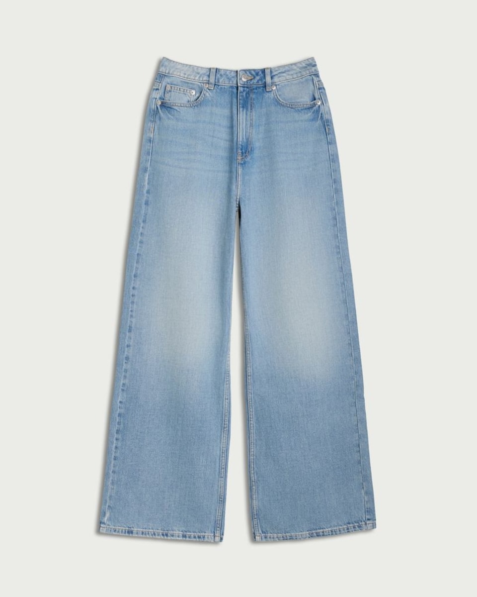 image 1 of F&F High Rise Wide Leg Jeans in Blue