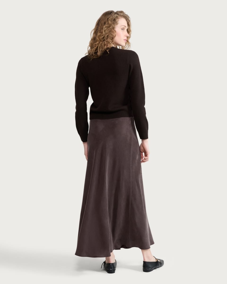 image 1 of F&F A-Line Full Midi Skirt in Chocolate