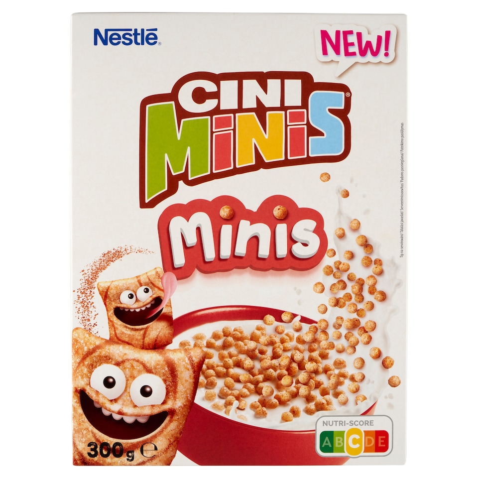 Nestlé Cini Minis ropogós fahéjas mini gabonagolyók teljes értékű búzával vitaminokkal, vassal 300 g  1. kép