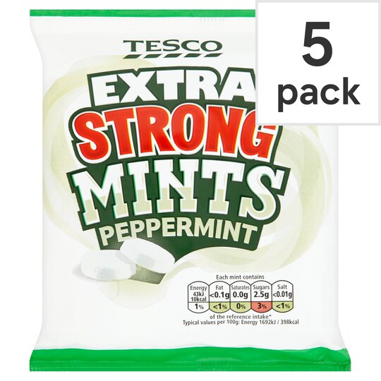 Tesco Extra Strong Mints 5 Pack 204G Tesco Groceries