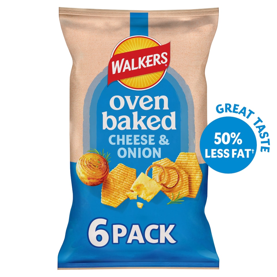 image 1 of Walkers Baked Cheese & Onion Multipack Crisps 6x22g