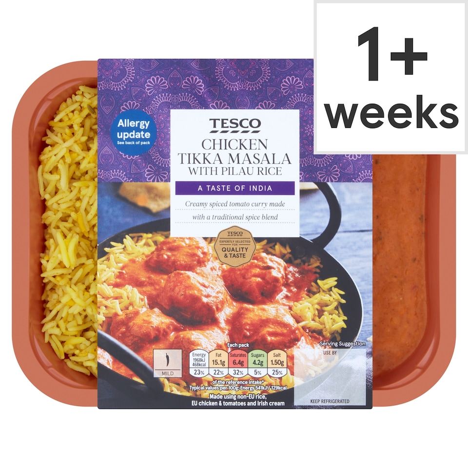 Tesco Chicken Tikka Masala And Pilau Rice 400G