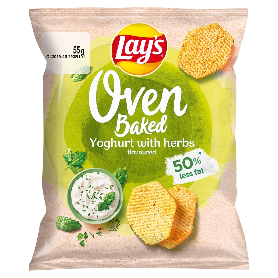 Lay's kemencében sütött joghurtos-zöldfűszeres ízesítésű burgonyachips 55 g