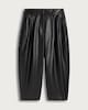 image 5 of F&F Faux Leather Pleated Barrel Leg Trousers in Black