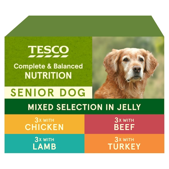 Tesco Senior Dog Mixed Selection In Jelly 12X100g Tesco Groceries
