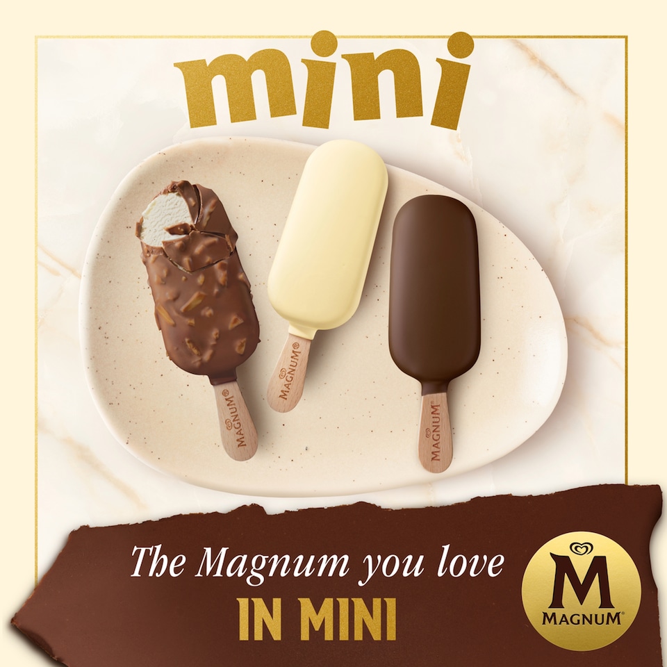 image 1 of Magnum Mini Classic, Almond & White Chocolate Ice Cream Sticks 6x55ml
