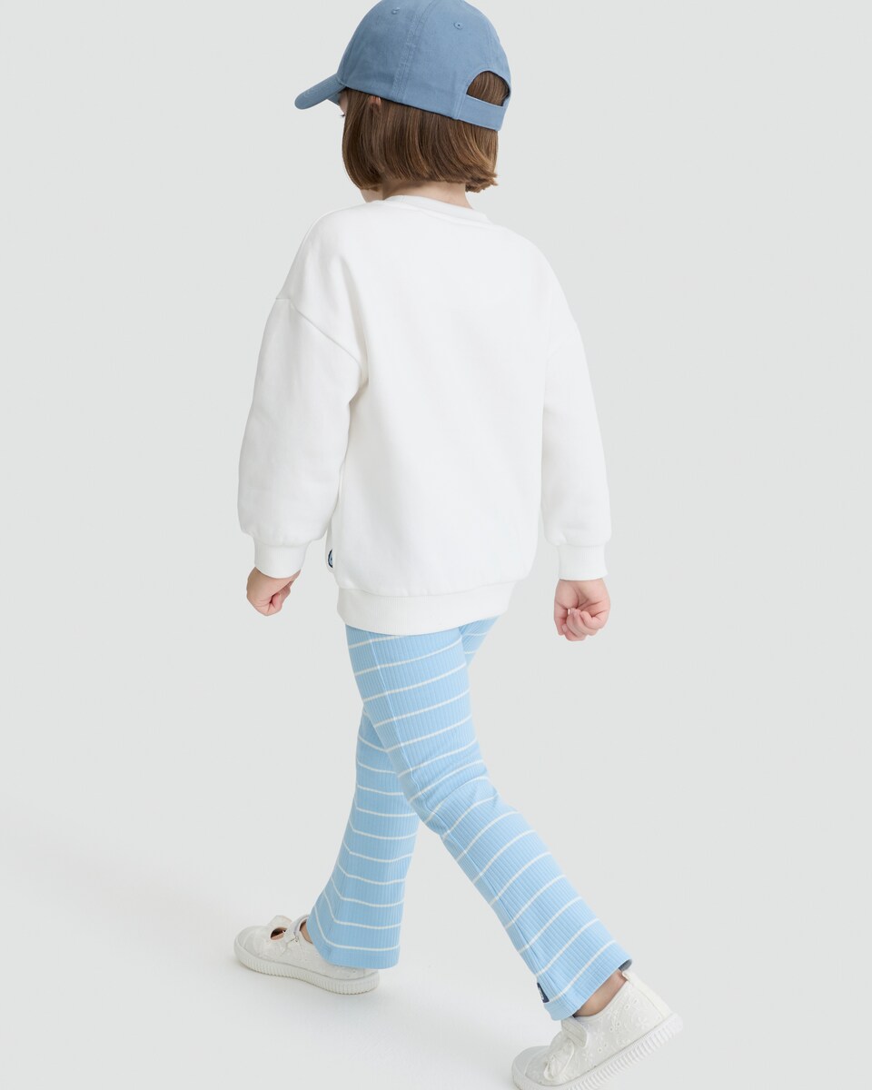 image 1 of Bluey 2-Piece Cotton Rich Sweatshirt and Striped Flared Leggings Set in Cream