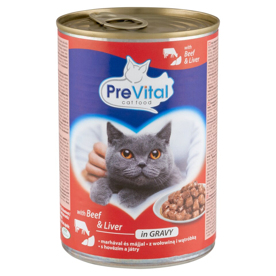 PreVital Complete Pet Food for Adult Cats with Beef and Liver in Gravy 415 g