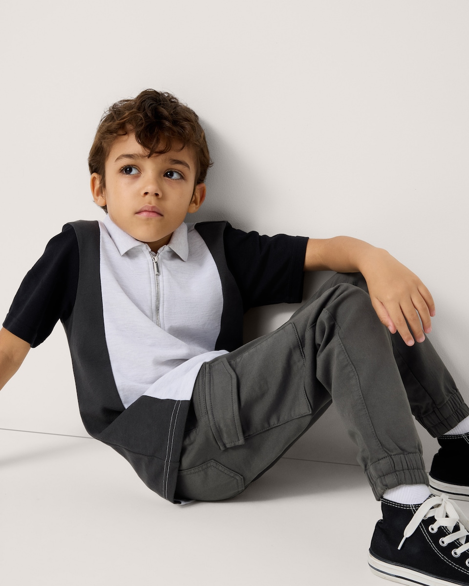 image 1 of F&F Boys 2-Pack Cotton Rich Cargo Joggers in Black