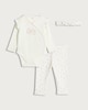 image 1 of F&F Baby 3-Piece Pure Cotton Bodysuit, Leggings and Headband Set in White