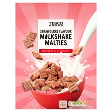 Tesco Strawberry Milkshake Malt Wheats 375G