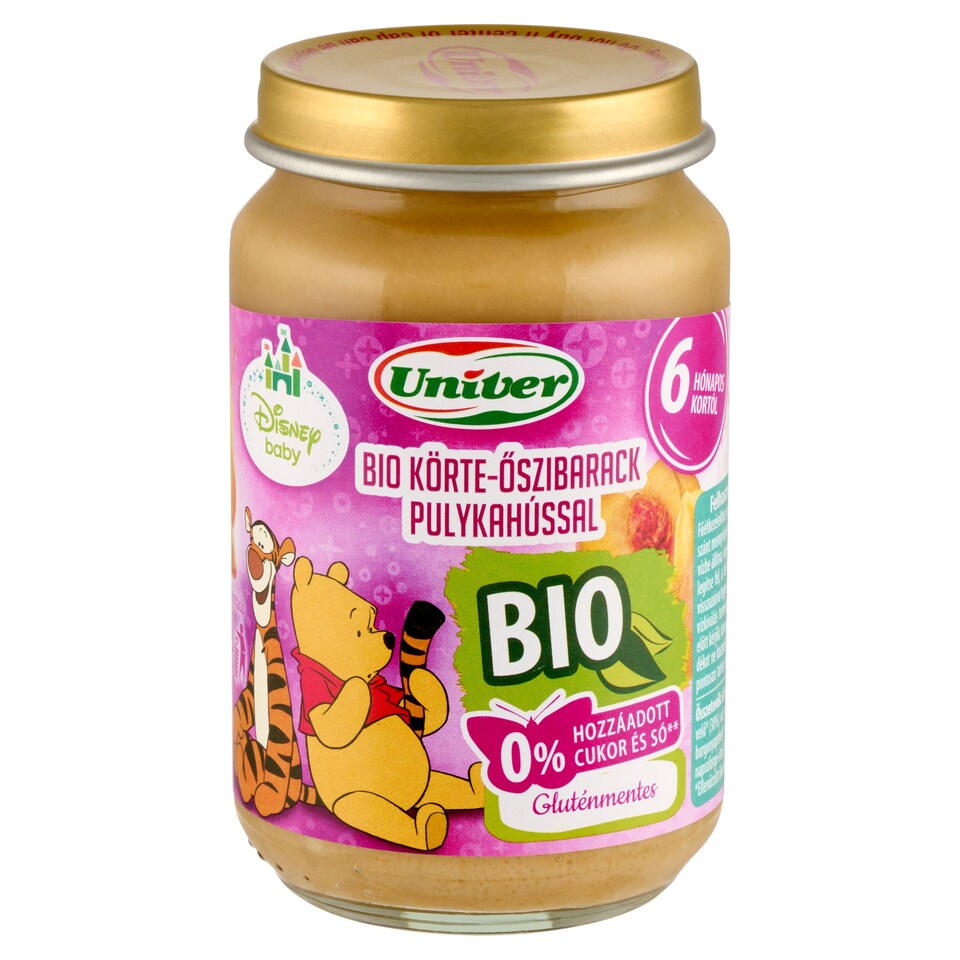 Univer Disney Baby bio körte-őszibarack pulykahússal bébiétel 6 hónapos kortól 163 g  1. kép