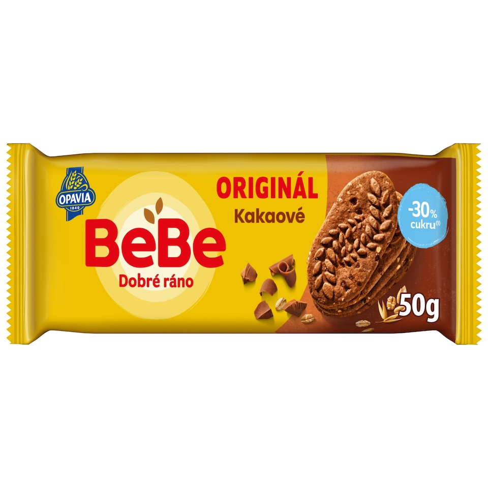 Opavia sušenky kakaové BeBe Dobré Ráno -30% cukru 50g