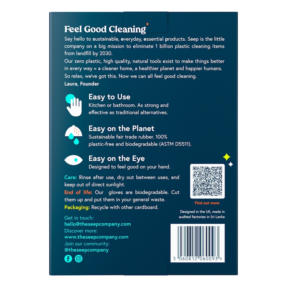 image 1 of Seep Eco Rubber Gloves Medium Zero Plastic 1 Pair