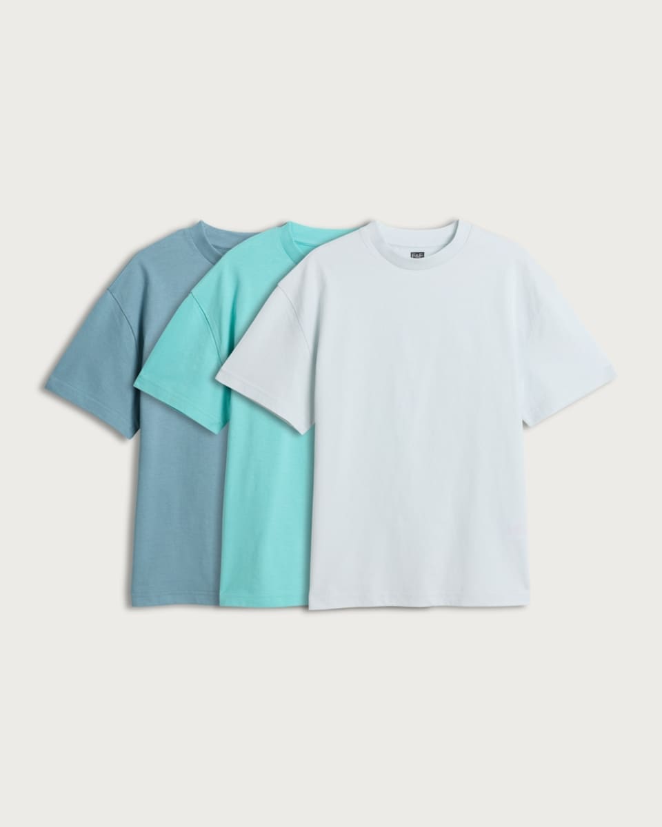 image 1 of F&F Boys 3-Pack Pure Cotton Short Sleeved T-Shirts in Teal