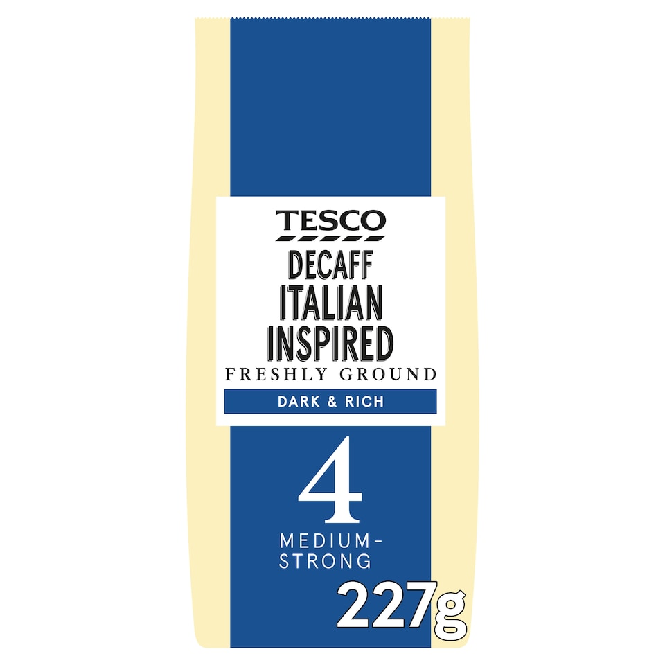 Tesco Decaf Italian Inspired Freshly Ground Coffee No. 4 227G