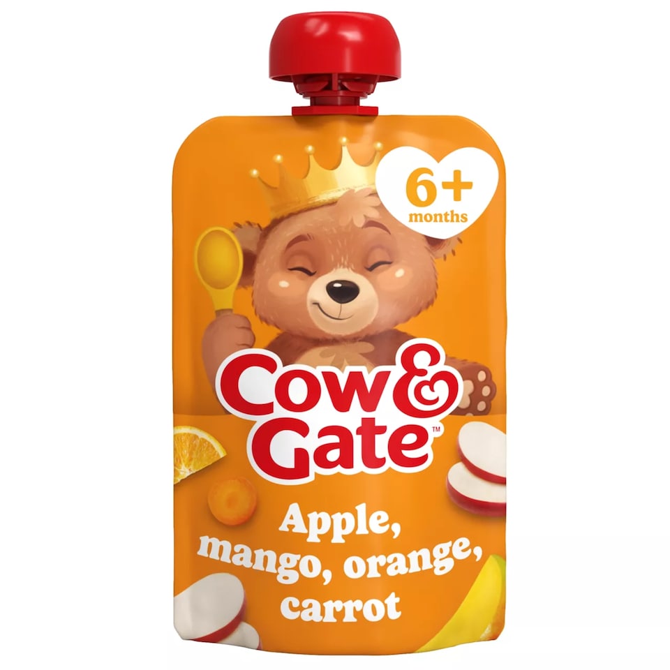 image 1 of Cow & Gate Fruit Pouch Apple Mango Orange & Carrot Baby Food 6+ Months 100g