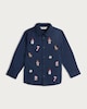 image 2 of F&F Boys Pure Cotton Christmas Embroidered Shirt in Navy