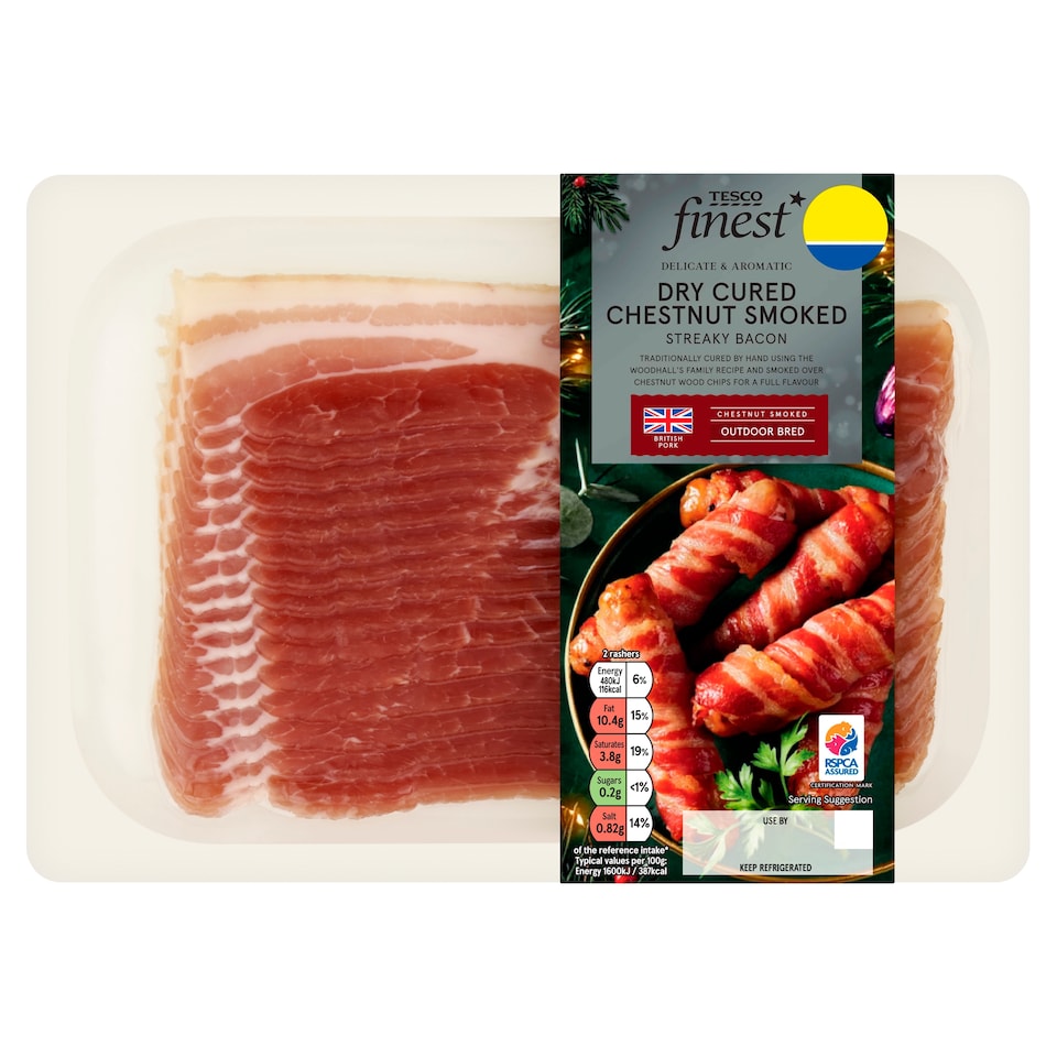 Tesco Finest Chestnut Smoked Bacon 16 Rashers 240G