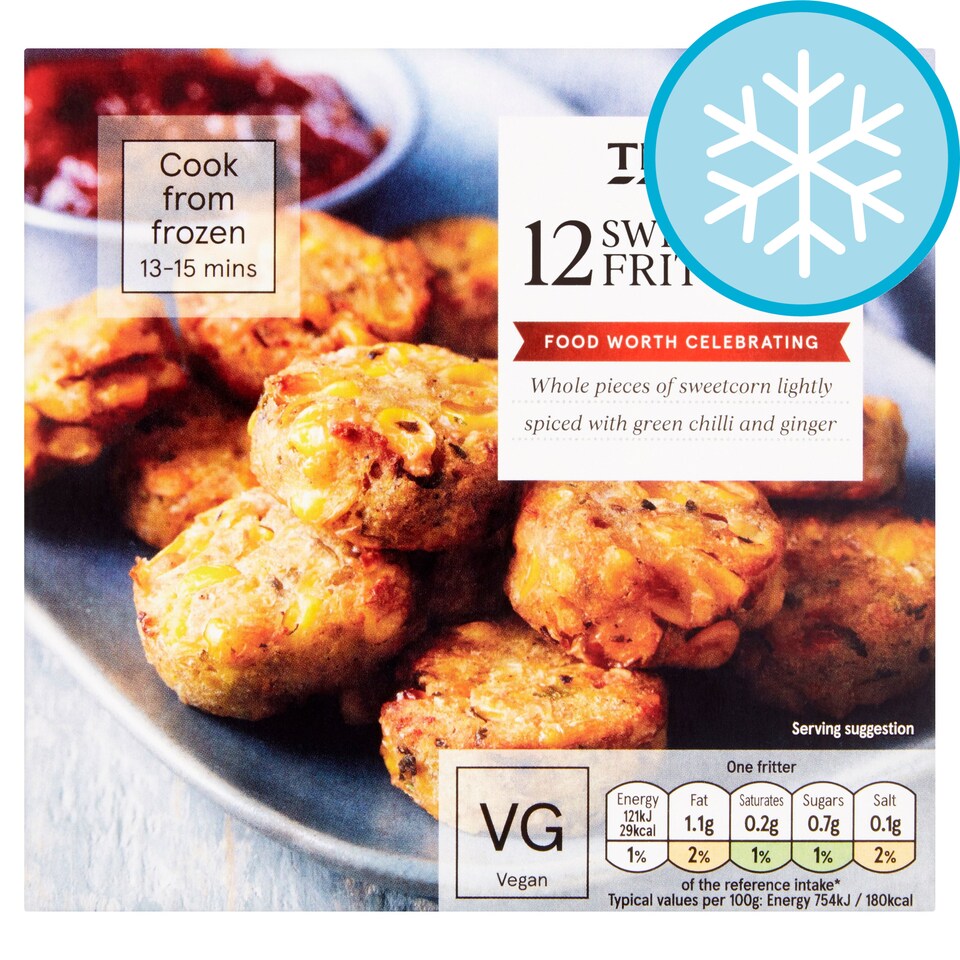 Tesco 12 Sweet Corn Fritters 216G