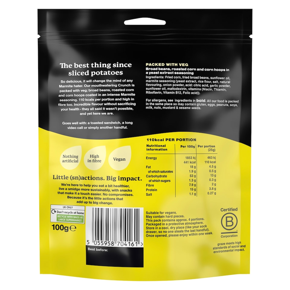 image 1 of Graze Marmite Crunch Protein Sharing Bag Snack 100G