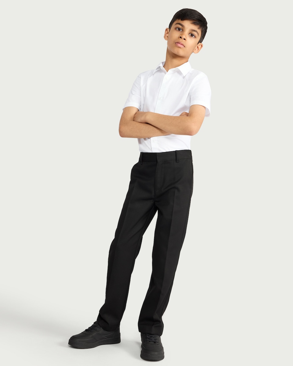 image 1 of F&F School Boys 3-Pack Slim Fit Short Sleeved Shirts in White