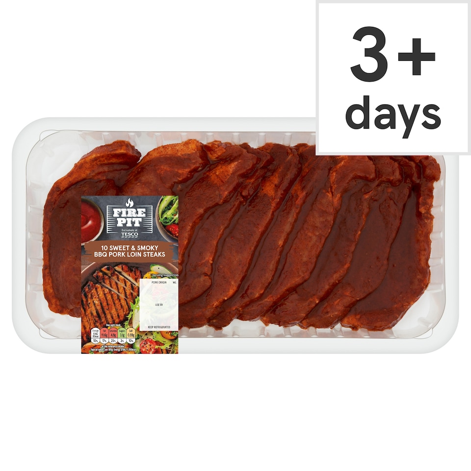 Tesco Fire Pit 10 Sweet & Smoky BBQ Pork Loin Steaks 1kg