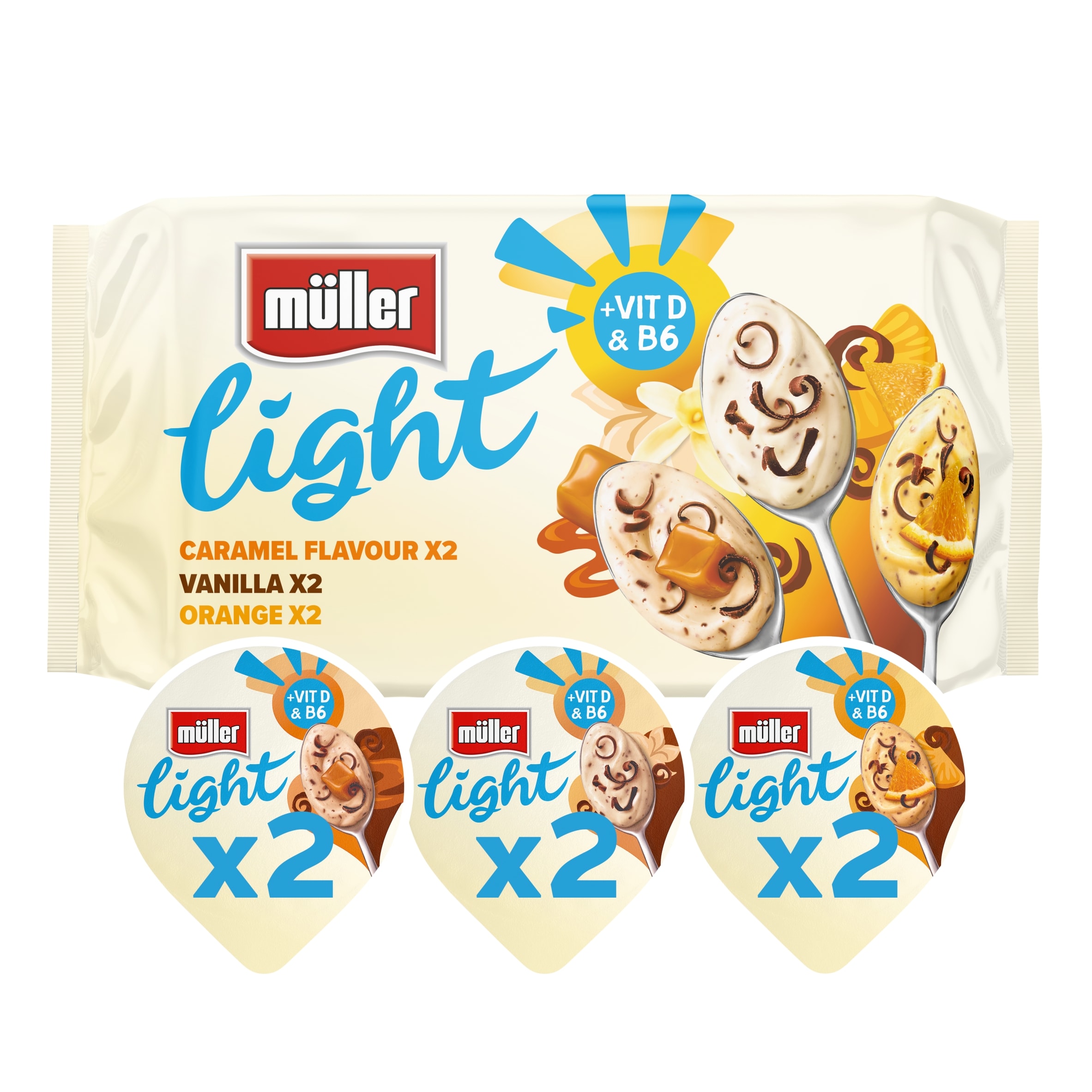 Muller Light Fat Free Yogurts with Chocolate Sprinkles 6x140g