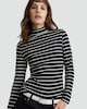 image 1 of F&F Cotton Rich Stripe Print High Neck Top in Multi Black White