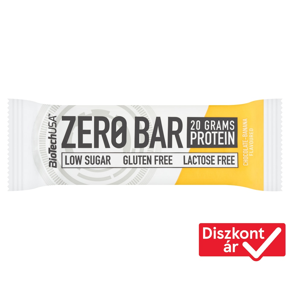 BioTechUSA Zero Bar csokoládé-banán ízű fehérjeszelet édesítőszerekkel 50 g  1. kép