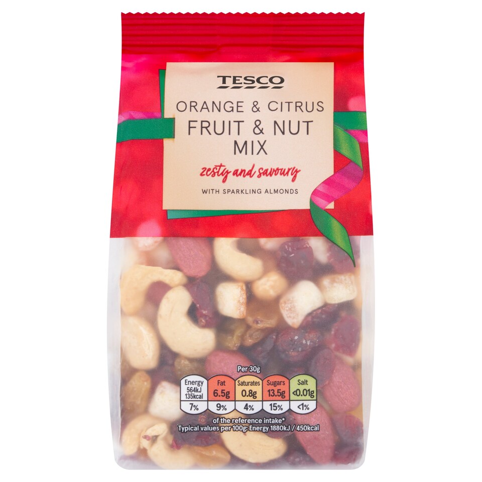 Tesco Orange & Citrus Fruit & Nut Mix 225g Tesco Groceries