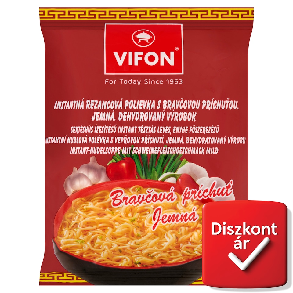 Vifon enyhe fűszerezésű sertéshús ízesítésű instant tésztás leves 60 g