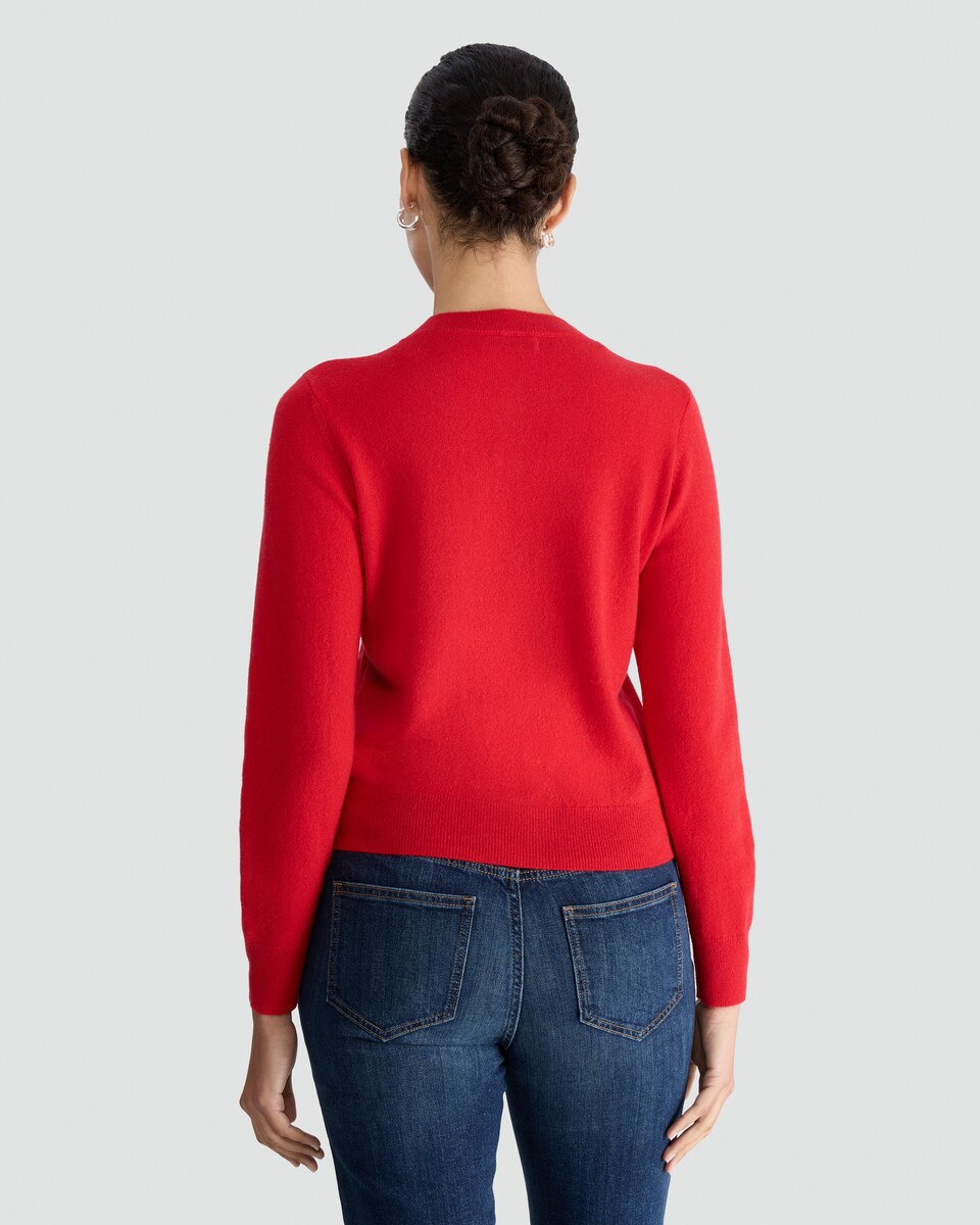 image 1 of F&F Premium Pure Cashmere Button Up Cardigan in Red