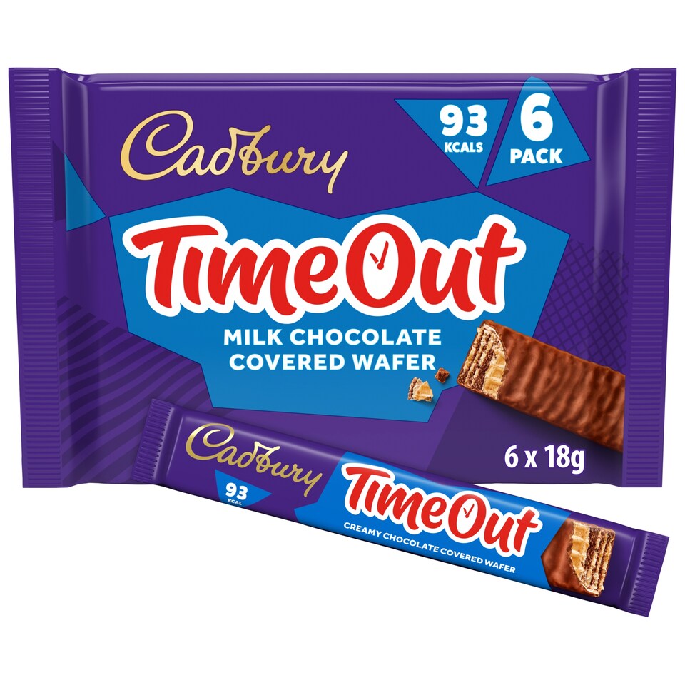 Cadbury Timeout Wafer Chocolate Biscuit Bars 6 Pack 108g